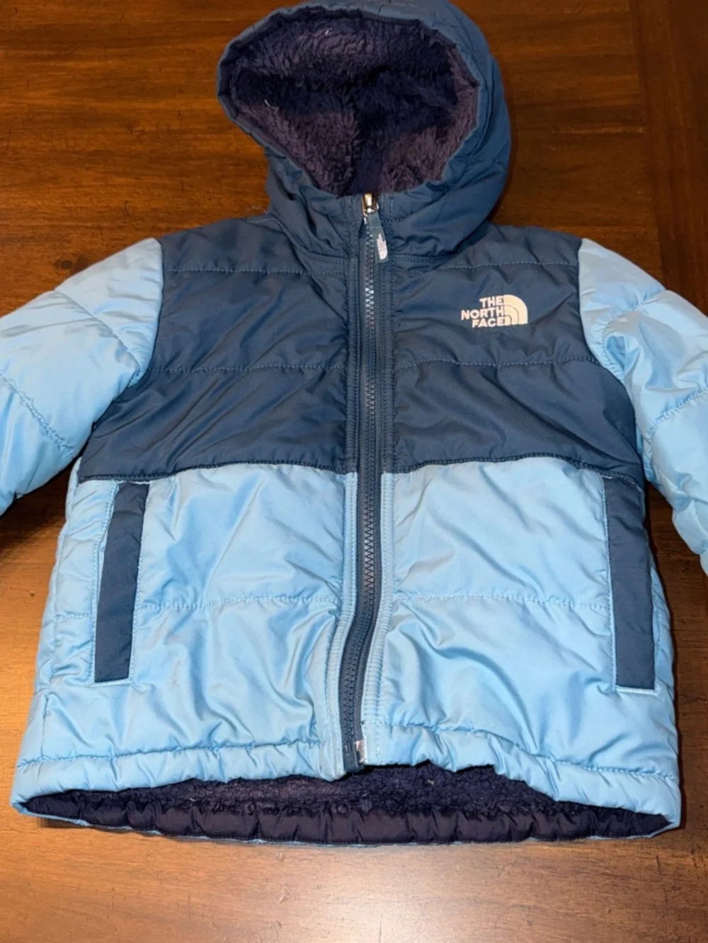 The North Face Reversible Winter Jacket Hood Blue Sz 3T